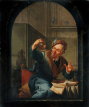 A physician or apothecary examining a flask at a casement, 1780. Creator: Willem Joseph Laquy.