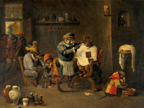 A monkey barber-surgeon's establishment, c1660s. Creator: Teniers, David, 1610-1690 (After).