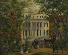 The Royal College of Surgeons of England: the portico from Lincoln's Inn Fields, between 1800 & 1899 Creator: Unknown.