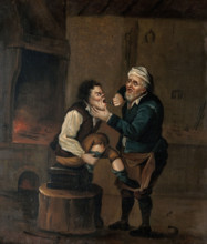 A farrier extracting a tooth from a man's mouth, c1680s. Creator: Follower of David Teniers II.