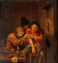 A surgeon attending to a man's arm, c1630s. Creator: Unknown.