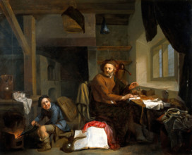An alchemist making gold, 1665. Creator: Hendrick Heerschop.