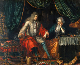 A physician feeling the pulse of a seated woman patient, c1700. Creator: Matthys Naiveu.