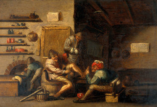 A surgeon operating on a man's foot, c1660s. Creator: Unknown.