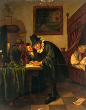 A physician writing a prescription for a sick young woman, c1650s. Creator: Unknown.