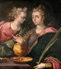 Saint Lucy and an angel, c16th century. Creator: Unknown.
