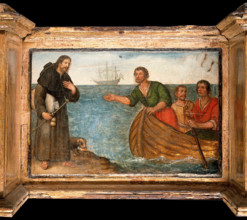 Predella with three scenes of Saint Roch, and figures of Saint Peter, Christ as..., c1580?- 1620?. Creator: Unknown.