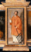 Predella of Saint Laurence with three scenes of Saint Roch, Saint Peter and Christ.., c1580?- 1620?. Creator: Unknown.