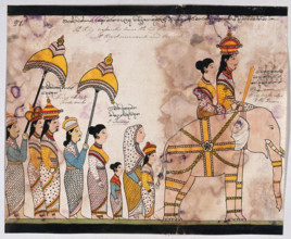 Prince Vessantara leaves the life of a hermit and returns to the city, 1815. Creator: Unknown.
