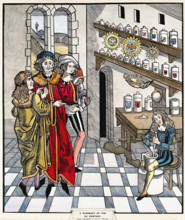 A pharmacy: interior. Creator: Unknown.