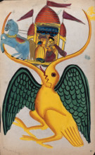 Rama and Sita being carried in the beak of Jatayu, c1880. Creator: Unknown.