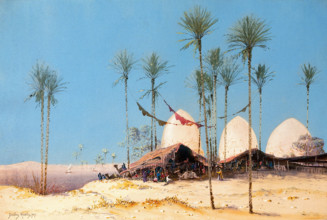 An encampment on the Nile, 1917. Creator: Dudley Hardy.