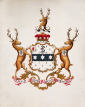 Achievement of arms of Joseph Lister, Baron Lister. Creator: Unknown.