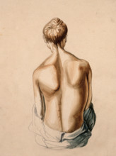 A figure, viewed from the waist up, as seen from behind. Creator: Unknown.