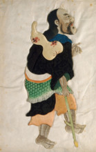 Li T'ieh Kuai walking with the aid of a crutch, 1800-1899. Creator: Unknown.