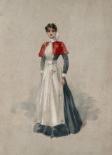 An English hospital nurse in full uniform. Creator: Unknown.