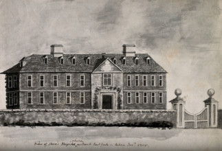 Stone's Hospital, Oxford: panoramic view, 1805. Creator: Unknown.