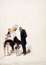 The Panama Canal: Baron de Reinach, one of the promoters of the canal, is forced to..., 1897. Creator: HS Robert.