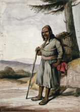 A man of Simla, standing with a panier on his back, 1866. Creator: R Clint.