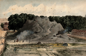 King's Cross, London: the Great Dust-Heap, next to Battle Bridge and the Smallpox Hospital, 1837. Creator: EH Dixon.
