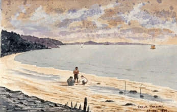 Singapore: a view along the beach at Pasar Panjong, 1879. Creator: John Edmund Taylor.