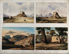 Walled city with lone horseman, Afghanistan. Creator: Unknown.