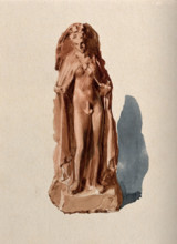 A clay figure of an intersex person revealing their genital area (Hermaphroditos anasyromenos). Creator: Unknown.