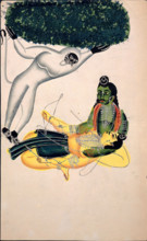 Hanuman, the monkey god, brings a Himalayan mountain with the herb... between 1800 and 1899. Creator: Unknown.
