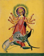 Durga kills the demon, c1890. Creator: Unknown.