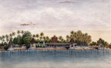 Combaconum: the holy tank at the Shiva temple in Combaconum, east end view, (between 1800 and 1899?) Creator: Unknown.