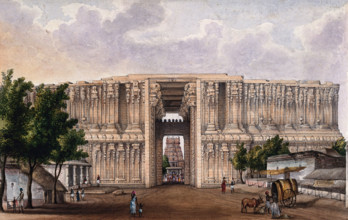 Trichy: first gate at the temple dedicated to Lord Vishnu at Srirangham, (between 1800 and 1899?). Creator: Unknown.