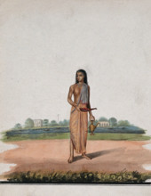 A brahmin carrying puja accessories, (between 1800 and 1899?). Creator: Unknown.