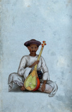 A musician holding a sitar, (between 1800 and 1899?). Creator: Unknown.