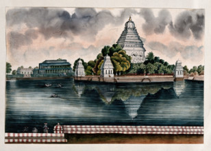 Madurai: a view of the tank and the Judge's house, (between 1800 and 1899?). Creator: Unknown.