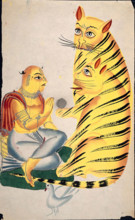 A holy man with two tigers, (between 1860 and 1869?). Creator: Unknown.