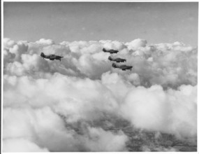 RAF Film Production Unit film still showing a 'hurribomber' in flight, 1942. Creator: Royal Air Force Fim Production Unit.