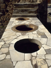 Marble-covered counter, Thermopolium, Via Consolare, Pompeii, Italy, 2002. Creator: LTL.