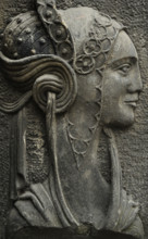 Relief of female figure in profile, house in the old Town, Gsansk, Poland, 2015. Creator: Unknown.