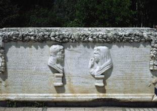Roman sarcophagus with the busts of two spouses, Aphrodisias, Anatolia, Turkey, 1999. Creator: Unknown.