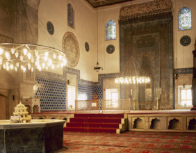 Prayer Room with the mihrab, Green Mosque, Bursa, Turkey, 1999. Creator: Unknown.