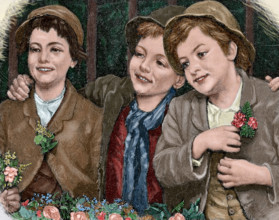 Characters from "The Adventures of Huckleberry Finn", 1885.  Creator: Moritz Klinkicht.