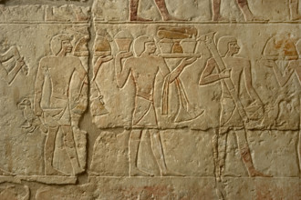 Polychrome relief depicting a religious procession, Mastaba of Iynefert, Saqqara, Egypt, (2003). Creator: Unknown.