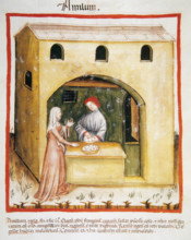 Selling wheat starch, 14th century.  Creator: Unknown.
