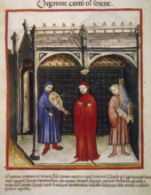 Singing with organ and stringed instrument, 14th century.  Creator: Unknown.