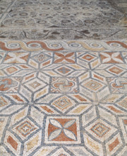 Roman mosaics on the floor, Terrace Houses, Ephesus, Anatolia, Turkey, Roman (1999).  Creator: Unknown.