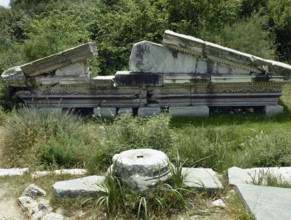 Pediment ruins, Temple of Seraphis, Miletus, Anatolia, Turkey, 3rd century BC (1999).  Creator: Unknown.