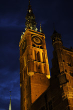 Night view, Tower, Town Hall, Gdansk, Poland, 14th century (2015). Creator: Unknown.