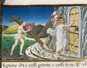Miniature depicting Jesus, resurrected, knocking at a door, 1476.  Creator: Cristoforo De Predis.