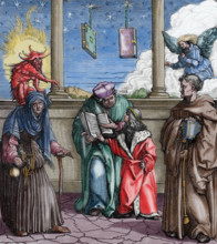 Maximilian I as a child learning black magic, (1885).  Creator: Unknown.