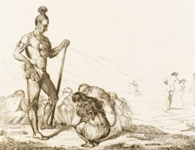 Mourning and supplication of the Indian warriors' widows, 16th century, (1841).  Creator: Unknown.
